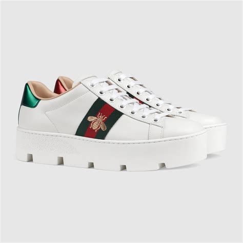 new ace platform sneaker gucci|Gucci ace bee embroidered sneakers.